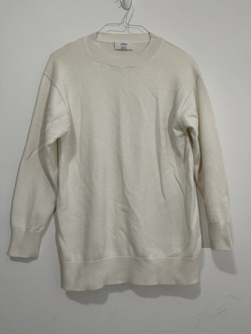 Wilfred Endless Sweater S Ivory Merino Wool Cotton Blend Minimalist Oversized
